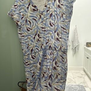 Lou & Grey Light Blue Multicolor V-Neck Midi Dress
